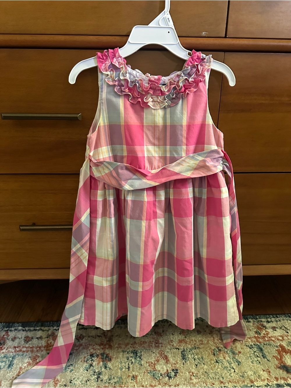 Chaps pink plaid dress, size 4